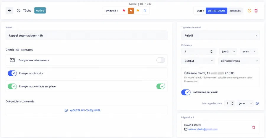 Check-list appliquée à une liste de contacts