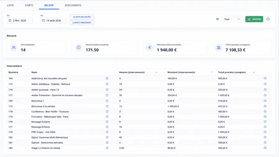Relevé de compte client