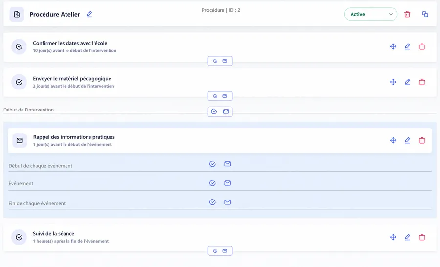 Configuration d'une procédure automatisée